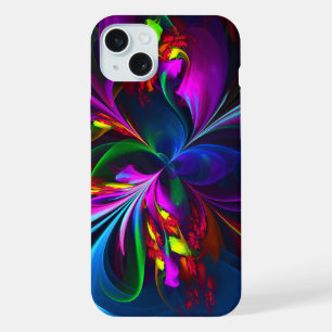 フローラモダン抽象芸術アートレッドブルーパターン#15 iPhone 15 PLUSケース