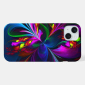 フローラモダン抽象芸術アートレッドブルーパターン#15 iPhoneケース (裏面横)
