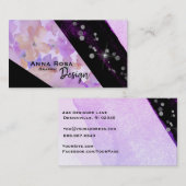 *~*フローラモダン抽象芸術グリッター黒 名刺 (正面/裏面)