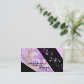 *~*フローラモダン抽象芸術グリッター黒 名刺 (スタンド正面)