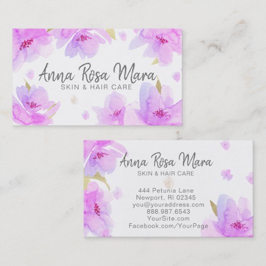 *~*フローラモダン抽象芸術軟水色 名刺 (正面/裏面)