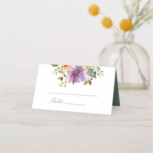 フローラモダン春サマー秋ブライトはっきりした プレイスカード (正面)