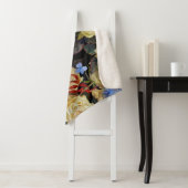 フローラモダン柄、白いバラ、青いあじさい シェルパブランケット (インサイチュ)