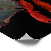 フローラモダン柄、白いバラ、青いあじさい ポスター (角)