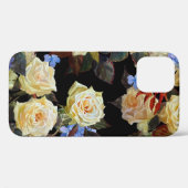 フローラモダン柄、白いバラ、青いあじさい Case-Mate iPhoneケース (裏面 (横))