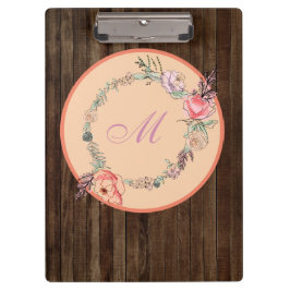 フローラモダン植物水彩フローラ木材 クリップボード