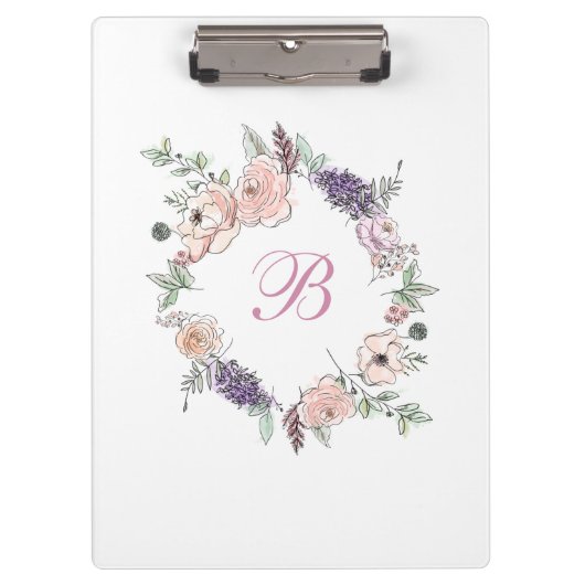 フローラモダン植物水彩リース クリップボード (正面)
