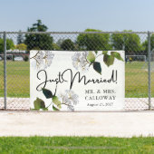 フローラモダン水彩たった今結婚しましたカーバナー 横断幕 (インサイチュ)