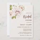 フローラモダン水彩アイボリークリームブライダルシャワー 招待状 (正面)