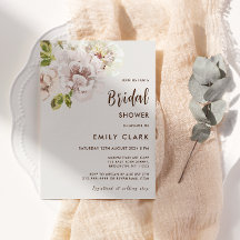 フローラモダン水彩アイボリークリームブライダルシャワー