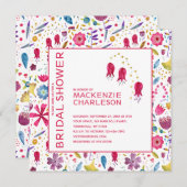 フローラモダン水彩ブライダルシャワー招待 招待状 (正面/裏面)