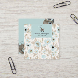 フローラモダン水彩模様ケシ スクエア名刺