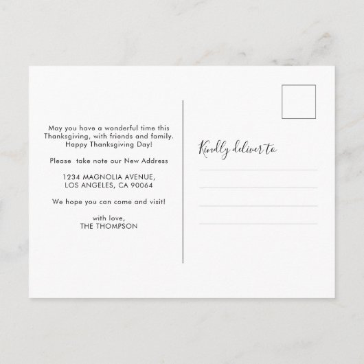 フローラモダン水彩白かぼちゃの移動 案内ポストカード (裏面)