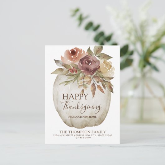 フローラモダン水彩白かぼちゃの移動 案内ポストカード (スタンド正面)