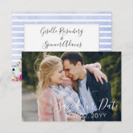 フローラモダン水彩結婚式の日付を保存 セーブザデート