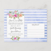 フローラモダン水彩結婚式の日付を保存 案内ポストカード (裏面)