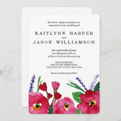 フローラモダン水結婚色 招待状 (正面/裏面)