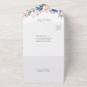 フローラモダン水色ピンクブルー赤ちゃんシャワー オールインワン招待状 (外側)