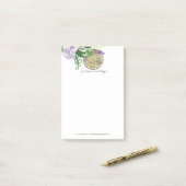 フローラモダン水色模擬箔モノグラム ポストイット (デスク上)