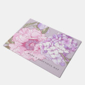 フローラモダン牡丹あじさい紫色ピンク ドアマット (アングル)