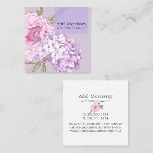 フローラモダン牡丹の花 スクエア名刺 (正面/裏面)