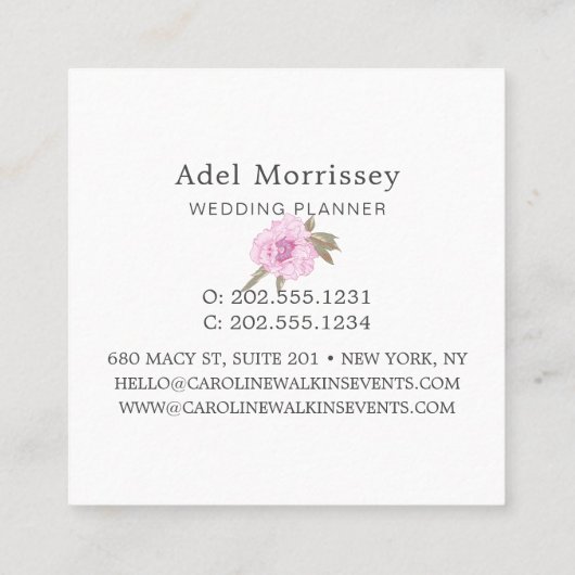 フローラモダン牡丹の花 スクエア名刺 (裏面)