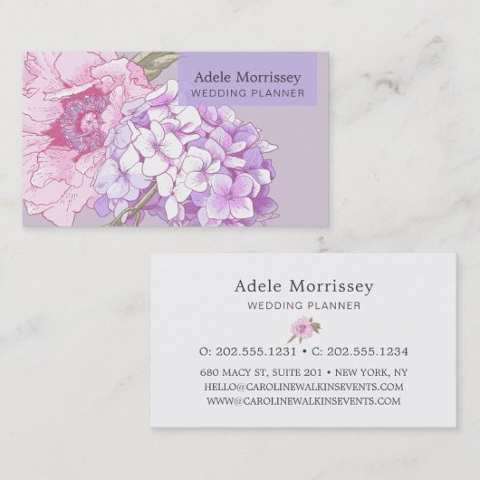 フローラモダン牡丹の花 名刺 (正面/裏面)