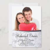 フローラモダン白大理石フォトリハーサルディナー 招待状 (正面)