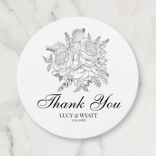 フローラモダン白黒ありがとう フェイバータグ (正面)