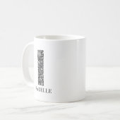 フローラモダン白黒イニシャルIと名前 コーヒーマグカップ (正面左)