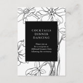 フローラモダン白黒ウェディングレセプション エンクロージャーカード (正面)