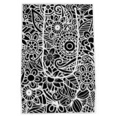 フローラモダン白黒ギフトラップ紙 ミディアムペーパーバッグ (裏面)