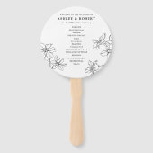 フローラモダン白黒結婚式 プログラム ハンドファン (正面)