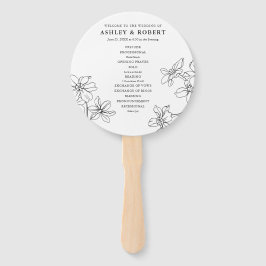 フローラモダン白黒結婚式 プログラム ハンドファン