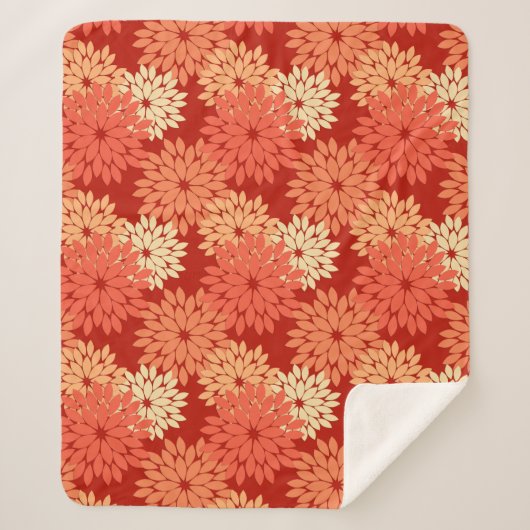 フローラモダン着物プリントまんだらみかん シェルパブランケット (正面)