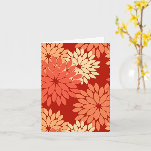 フローラモダン着物用プリント、まんだらんのオレンジカード カード (黄色い花)