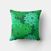 フローラモダン着物用プリント、エメラルド、ジェードグリーン クッション (裏面)