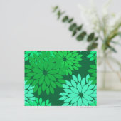 フローラモダン着物用プリント、エメラルド、ジェードグリーン ポストカード (スタンド正面)