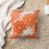 フローラモダン着物用プリント、コーラルオレンジオンピーチ クッション (ブランケット)