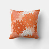フローラモダン着物用プリント、コーラルオレンジオンピーチ クッション (裏面)