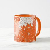 フローラモダン着物用プリント、コーラルオレンジオンピーチ マグカップ (正面右)