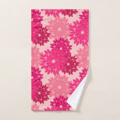 フローラモダン着物用プリント、コーラルピンク バスタオルセット (ハンドタオル)