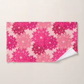 フローラモダン着物用プリント、コーラルピンク バスタオルセット (ハンドタオル)