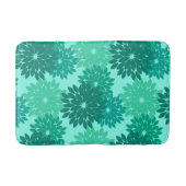 フローラモダン着物用プリント、ターコイズ、ティール(緑がかった色)、アクア バスマット (正面)