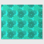 フローラモダン着物用プリント、ターコイズ、ティール（緑がかった色）、アクア ラッピングペーパー (フラット)