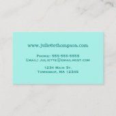 フローラモダン着物用プリント、ターコイズ、ティール(緑がかった色)、アクア 名刺 (裏面)