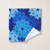 フローラモダン着物用プリント、パステルブルー、インディゴ バスタオルセット (ウォッシュタオル)