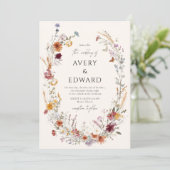 フローラモダン秋の結婚式素朴ボホ 招待状 (スタンド正面)