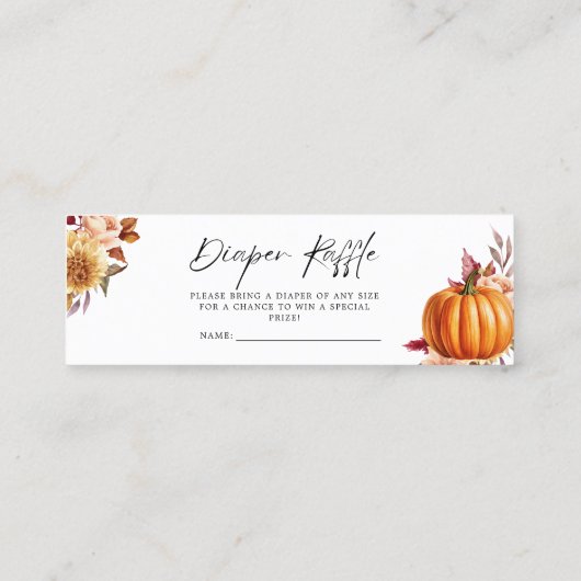 フローラモダン秋ベビーシャワーおむつラッフル スキニー名刺 (裏面)