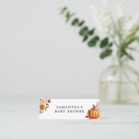 フローラモダン秋ベビーシャワーおむつラッフル スキニー名刺 (スタンド正面)